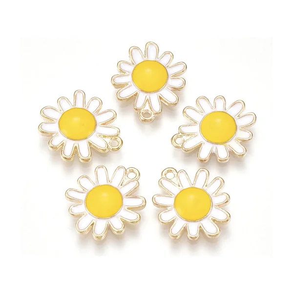Breloque fleur émaillée - 17 x 14 mm