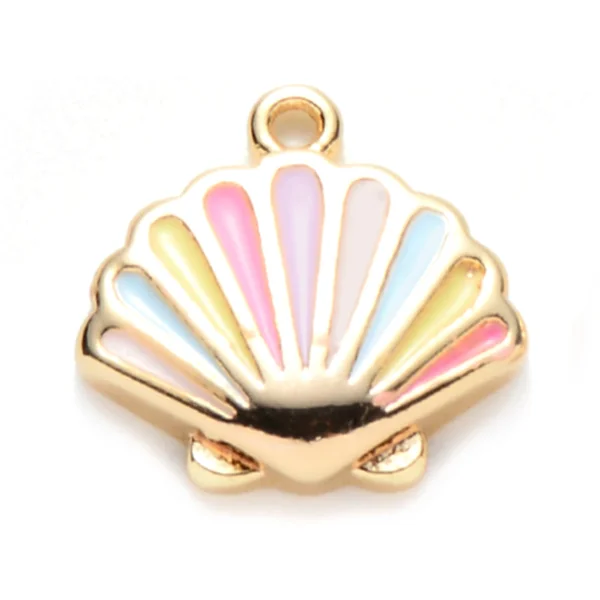 Breloque émaillée - Coquillage pastel multicolore