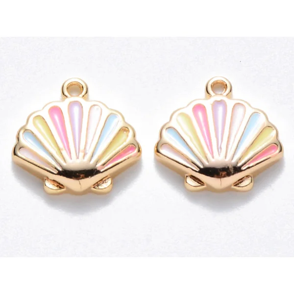 Breloque émaillée - Coquillage pastel multicolore
