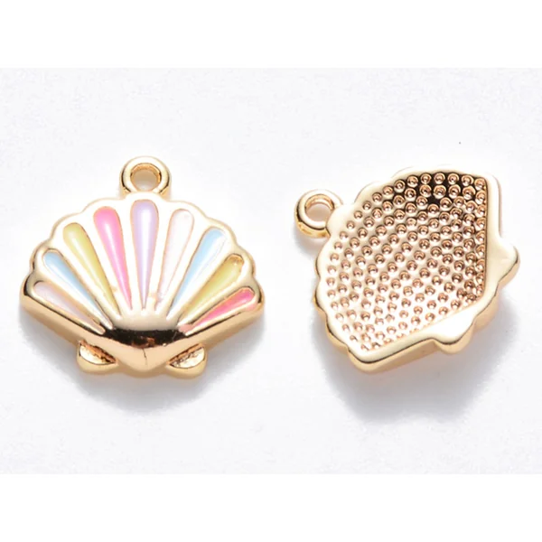Breloque émaillée - Coquillage pastel multicolore