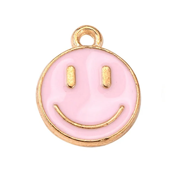 Breloque émaillée sourire - Rose pâle