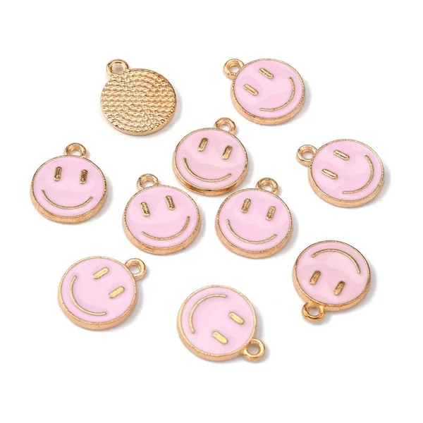 Breloque émaillée sourire - Rose pâle