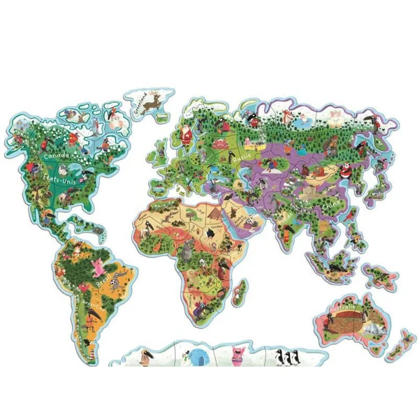 Carte du monde magnétique en puzzle - Je découvre le monde avec Loup