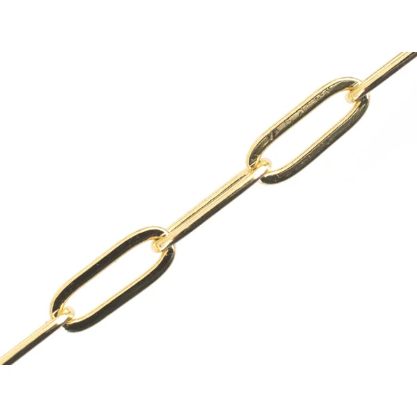 Chaine trombone 11 x 4 mm - laiton doré à l'or fin 18K - qualité premium