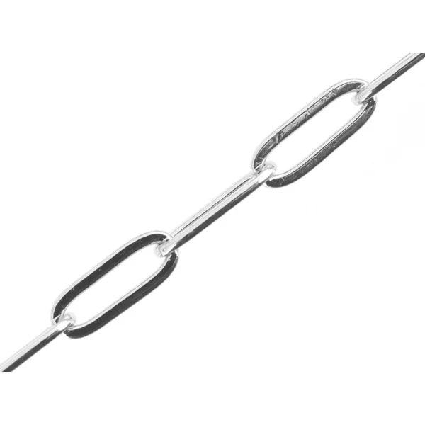 Chaine trombone 11 x 4 mm - laiton flashé argent 925 - qualité premium