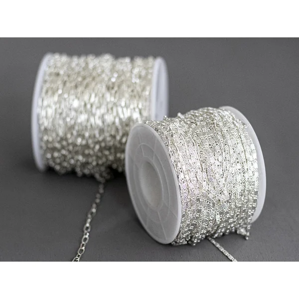 Chaine trombone 11 x 4 mm - laiton flashé argent 925 - qualité premium