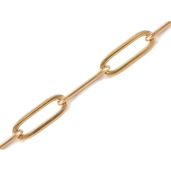 Chaine trombone dorée 12x4 mm - acier inoxydable 304 x 20 cm