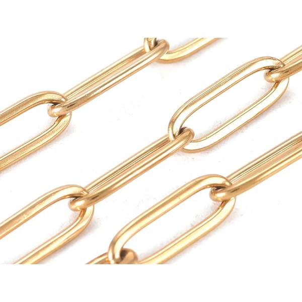 Chaine trombone dorée 12x4 mm - acier inoxydable 304 x 20 cm
