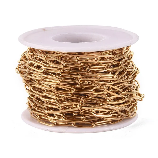 Chaine trombone dorée 12x4 mm - acier inoxydable 304 x 20 cm