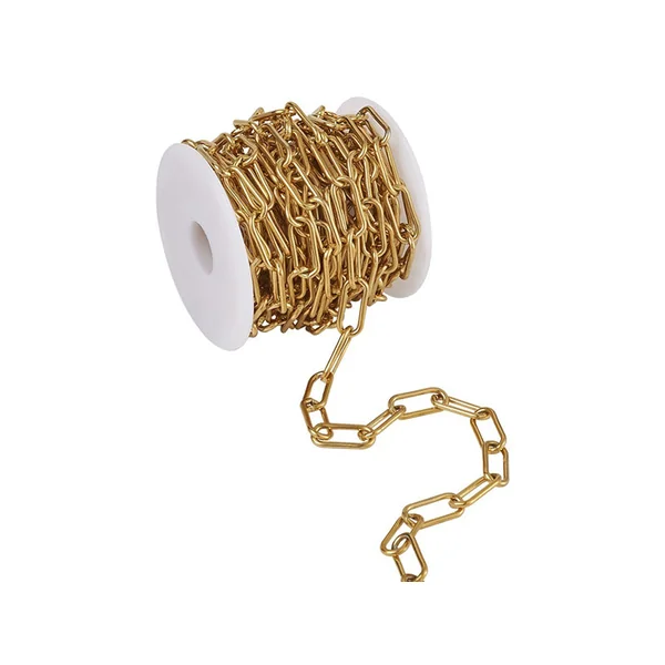 Chaine trombone dorée 17x7 mm - acier inoxydable 304 x 20 cm