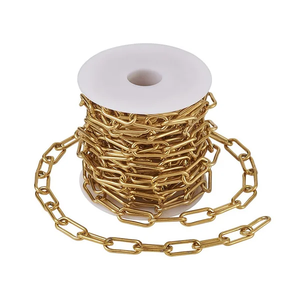Chaine trombone dorée 17x7 mm - acier inoxydable 304 x 20 cm