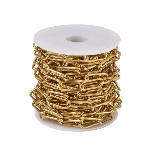 Chaine trombone dorée 17x7 mm - acier inoxydable 304 x 20 cm