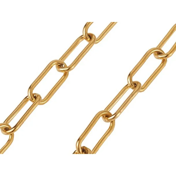 Chaine trombone dorée 17x7 mm - acier inoxydable 304 x 20 cm
