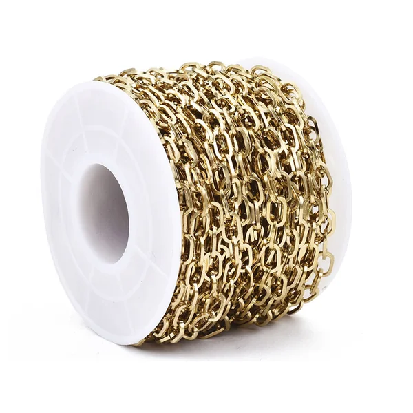 Chaîne en acier inoxydable 304 - 6,6 x 4 mm - doré à l'or fin 18 K x 20 cm