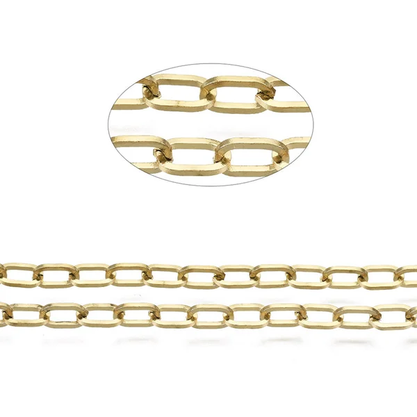 Chaîne en acier inoxydable 304 - 6,6 x 4 mm - doré à l'or fin 18 K x 20 cm