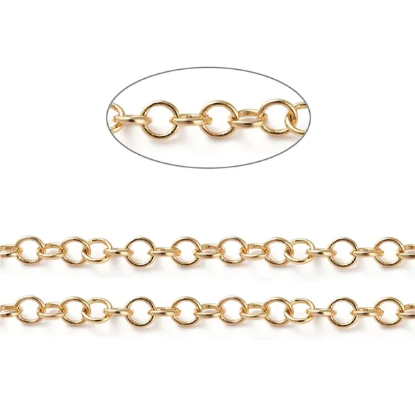Chaîne jaseron 3,5 mm - doré à l'or fin 18 K x 20 cm