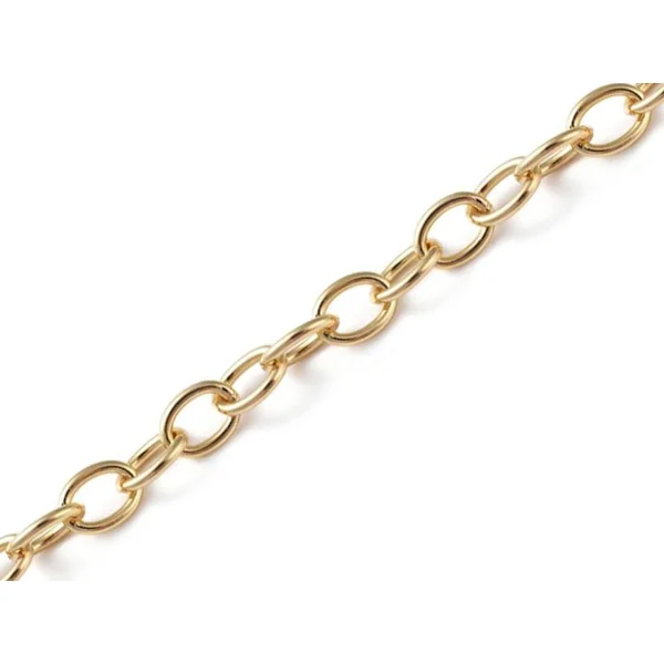 Chaîne jaseron ovale 11 x 8 mm - doré à l'or fin 18 K x 20 cm