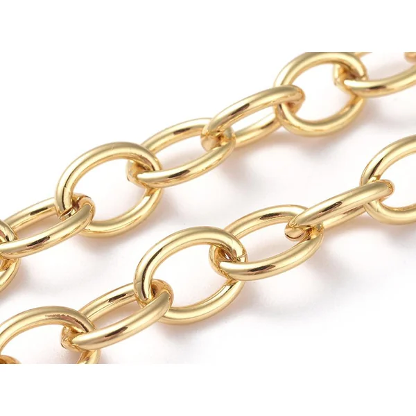 Chaîne jaseron ovale 11 x 8 mm - doré à l'or fin 18 K x 20 cm