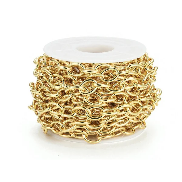 Chaîne jaseron ovale 11 x 8 mm - doré à l'or fin 18 K x 20 cm