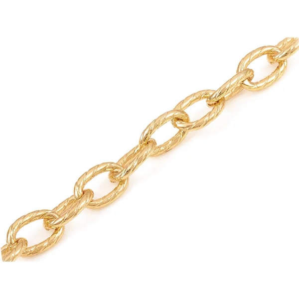 Chaîne maillons ovales effet torsadé 10 x 6,5 mm - doré à l'or fin 18 K x 20 cm
