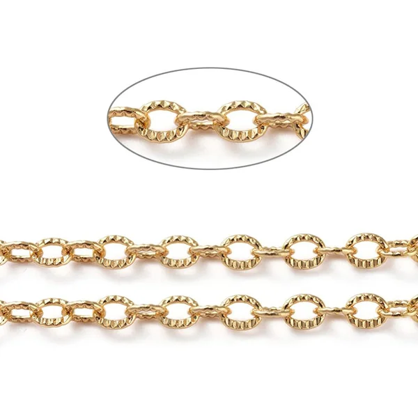 Chaîne ovale texturée 2,5 x 3,5 mm - doré à l'or fin 18 K x 20 cm
