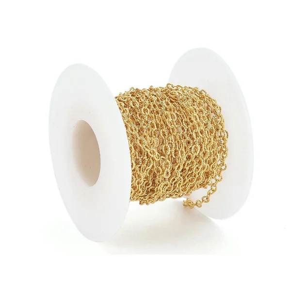 Chaîne ovale texturée 2,5 x 3,5 mm - doré à l'or fin 18 K x 20 cm
