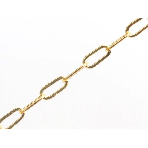 Chaîne trombone - 6 x 2 mm - doré à l'or fin 18K x 20 cm