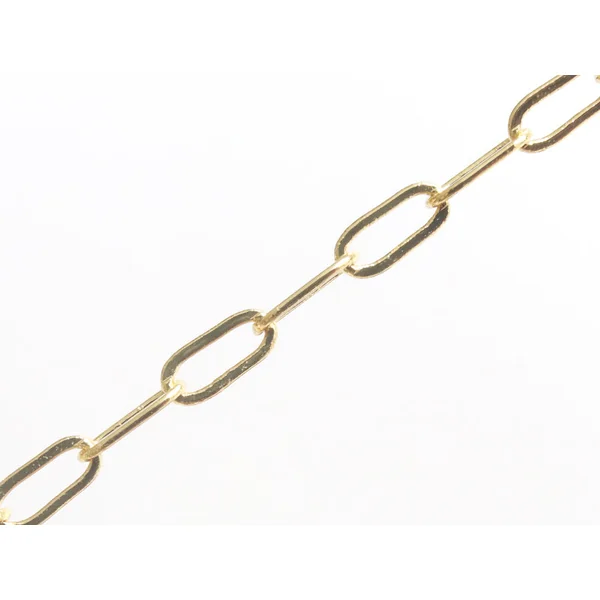 Chaîne trombone - 6 x 2 mm - doré à l'or fin 18K x 20 cm