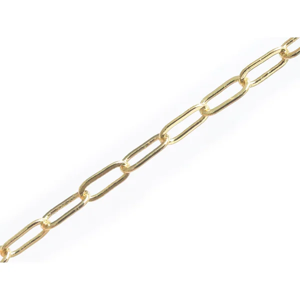 Chaîne trombone - 6 x 2 mm - doré à l'or fin 18K x 20 cm