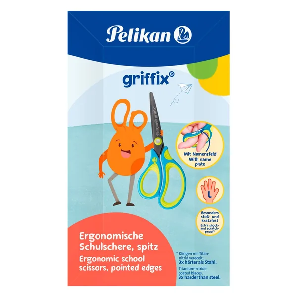 Ciseaux scolaires Pelikan « Griffix », pointus