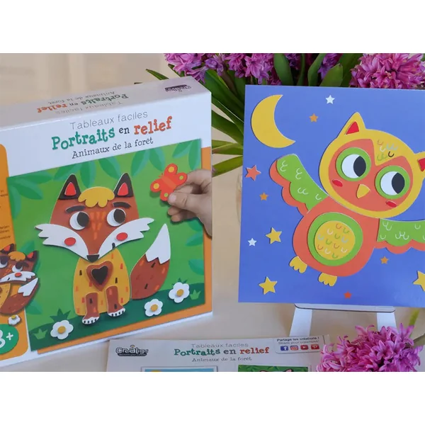 Coffret créatif portraits en relief - Animaux de la forêt