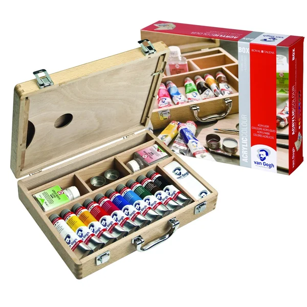 Coffret de 10 tubes de 40ml de peinture acrylique fine Van Gogh + accessoires