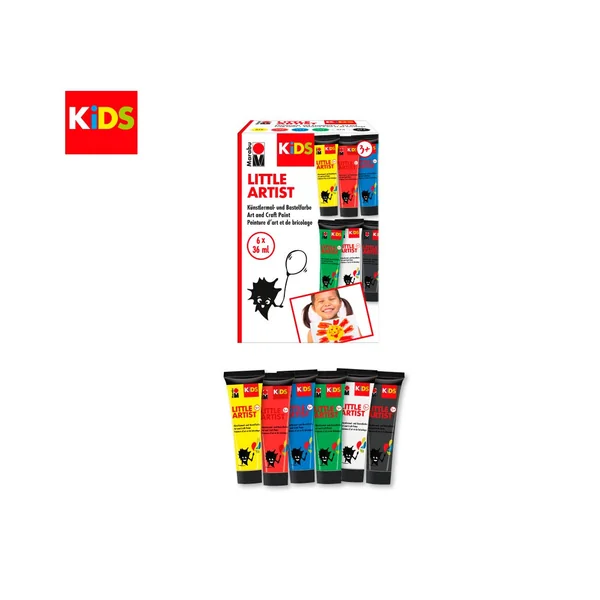 Coffret de peinture acrylique Marabu KiDS Little Artist, 6 x 36 ml