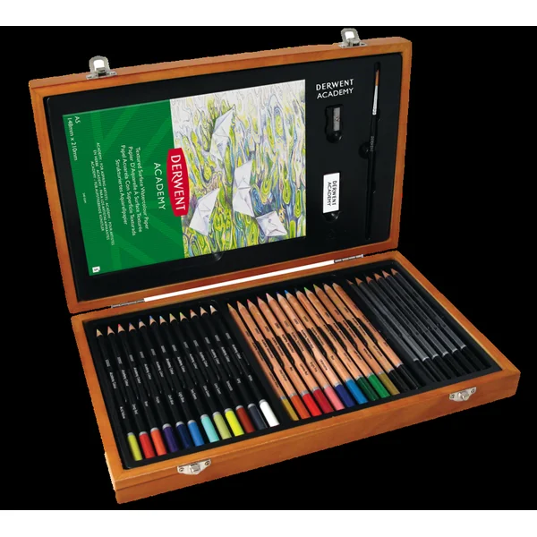 Coffret dessin bois Academy 30 pièces + accessoires