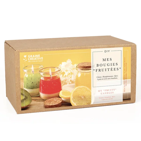 Coffret kit DIY bougies fruitées 3 designs Graine Creative