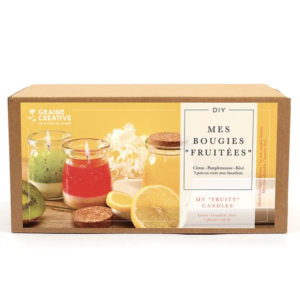 Coffret kit DIY bougies fruitées 3 designs Graine Creative