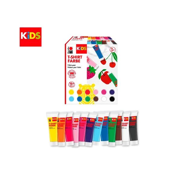 Coffret Marabu KiDS « Peinture pour t-shirt », 12 x 36 ml