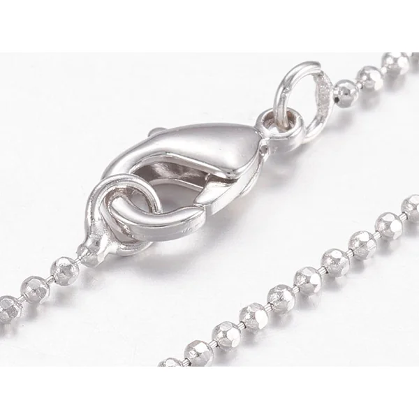 Collier 44,5 cm - chaîne bille - plaqué platine