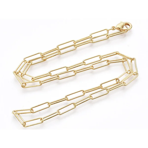 Collier 46 cm - chaîne trombone - doré à l'or fin 18K