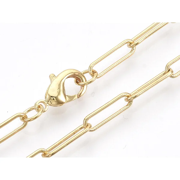 Collier 46 cm - chaîne trombone - doré à l'or fin 18K