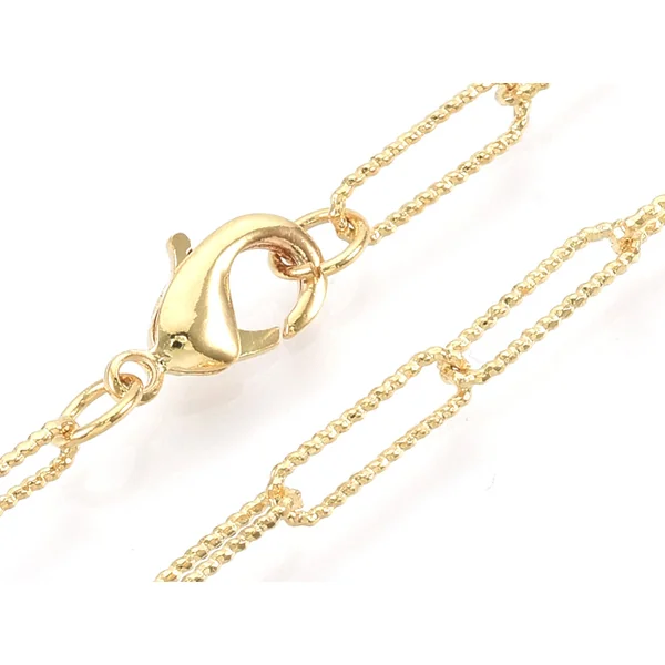 Collier chaîne trombone texturée - 60,5 cm - 11,5 x 3,5 - doré à l'or fin 18K