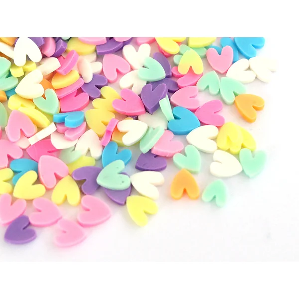 Confettis en pâte polymère - coeurs pastel - 10 grammes