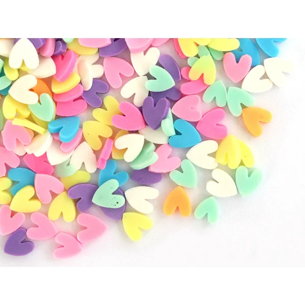 Confettis en pâte polymère - coeurs pastel - 10 grammes