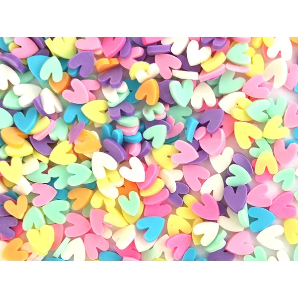Confettis en pâte polymère - coeurs pastel - 10 grammes