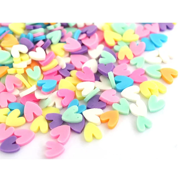 Confettis en pâte polymère - coeurs pastel - 10 grammes