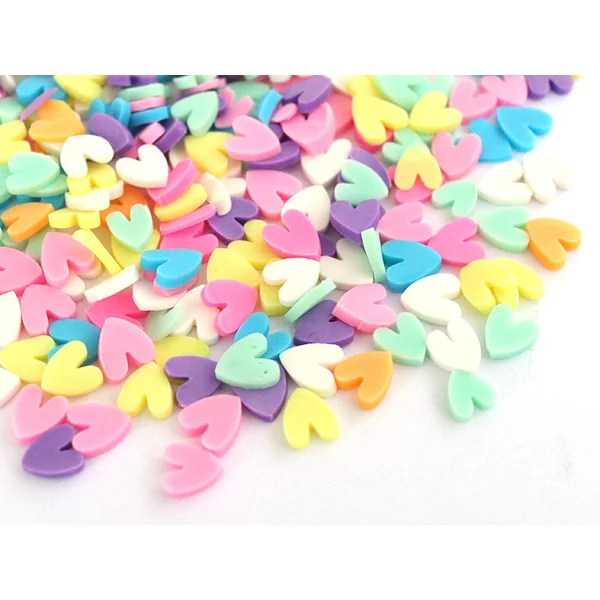 Confettis en pâte polymère - coeurs pastel - 10 grammes