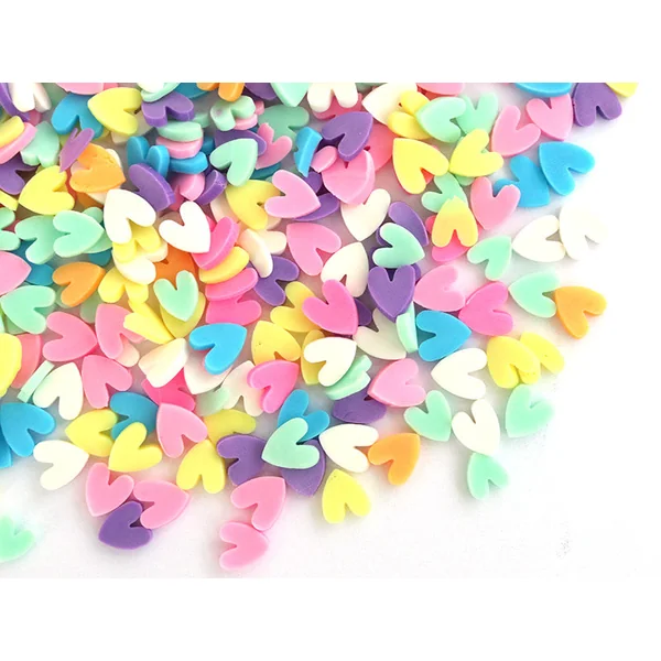 Confettis en pâte polymère - coeurs pastel - 10 grammes