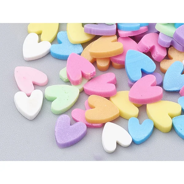 Confettis en pâte polymère - coeurs pastel - 10 grammes