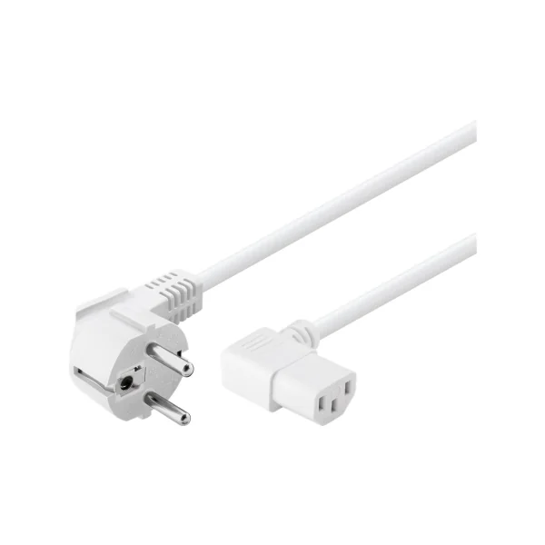 Cordon alimentation IEC coudé blanc 2m