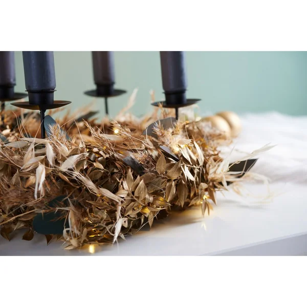 Couronne de ruscus séché « Gold Wash »